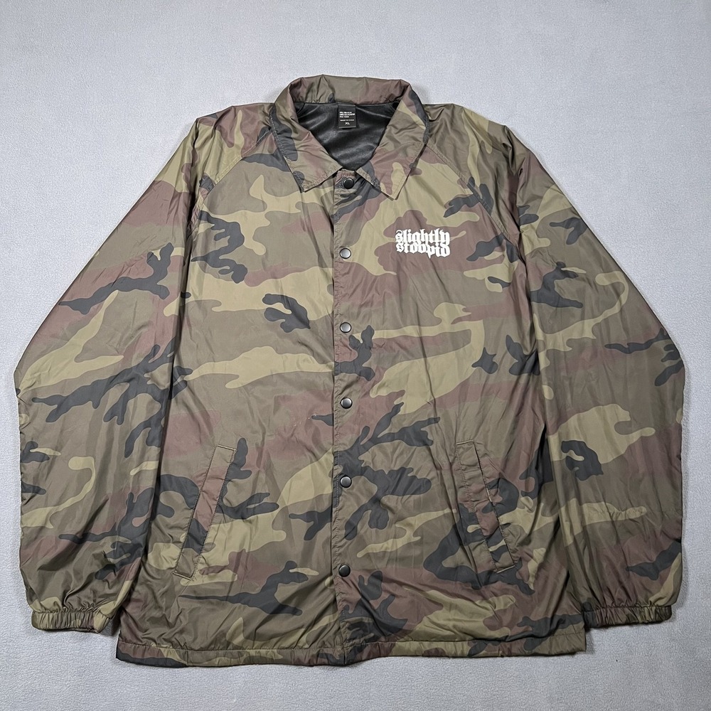Slightly Stoopid‎ Camo Jacket Men's XL Camouflage Nylon Windbreaker Reggae Band